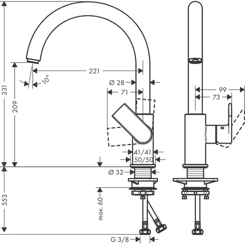 Hansgrohe Vernis Shape M35, 210, 71871670, Juodas matinis image 2