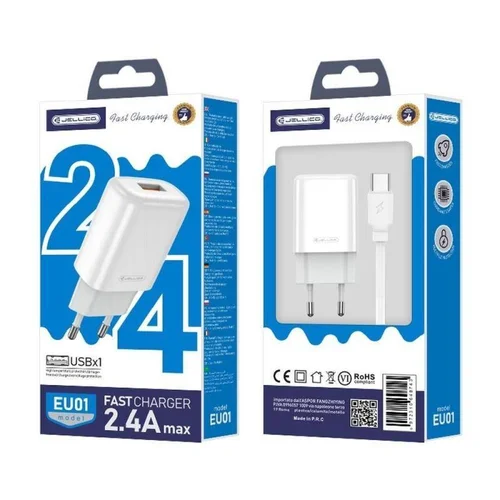 Jellico EU01 Įkroviklis 2.4A USB-A į USB-C kabeliu 1.0 m image 2