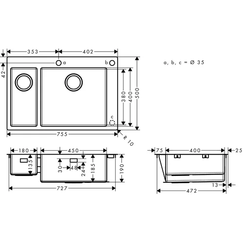 Hansgrohe S71 S712-F655 ant stalviršio plautuvė image 2