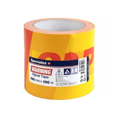 Specialist+ SPECIALIST+ juosta STOP, 100 mm x 100 m, raudona/geltona image 1