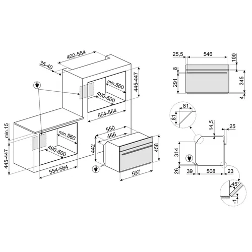 Įmontuojama orkaitė su garų funkcija Smeg SO4102S3B3 image 3