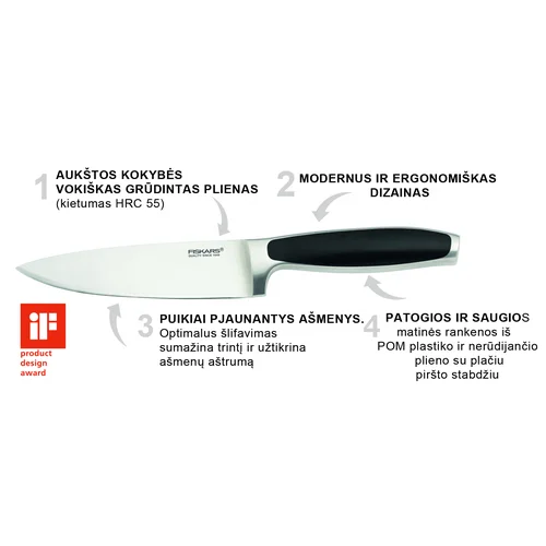 Fiskars Royal 1016469 vidutinis virėjo peilis image 2