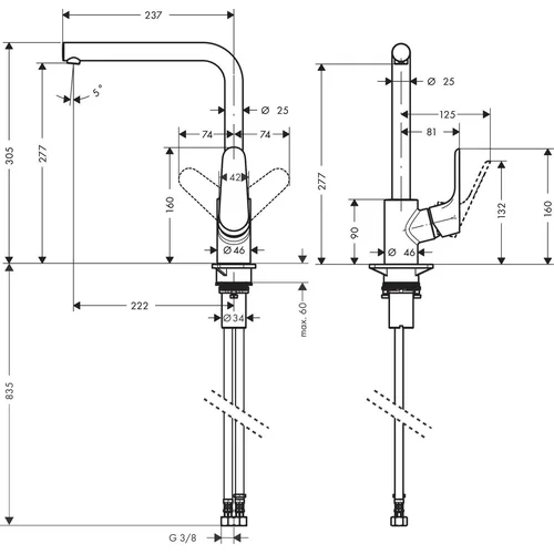 Hansgrohe Focus M41 31817670 Virtuvinis maišytuvas Juodas image 2