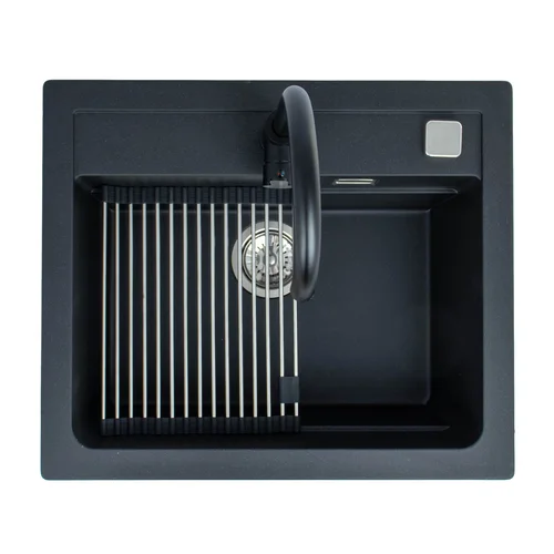 Alveus Atrox plautuvė su maišytuvu, 68x56x22 cm, Juoda image 3