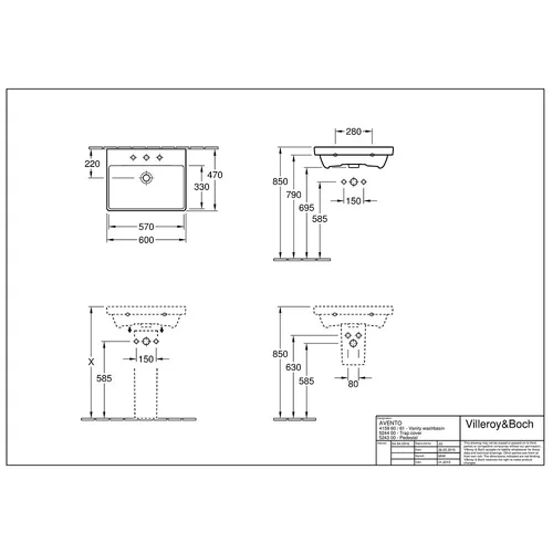 Praustuvas 60x47cm Villeroy&Boch Avento 41586001 image 2