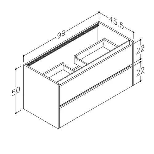 KAME City BU/10-3DR/D02P1 Spintelė po praustuvu, 100 cm, Matinė balta image 2