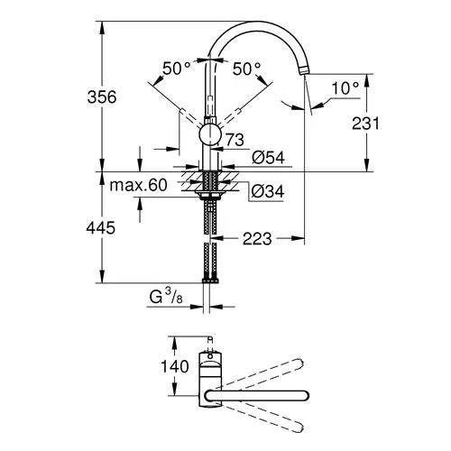Grohe MINTA 32917GN0 plautuvės maišytuvas brushed cool sunrise image 3