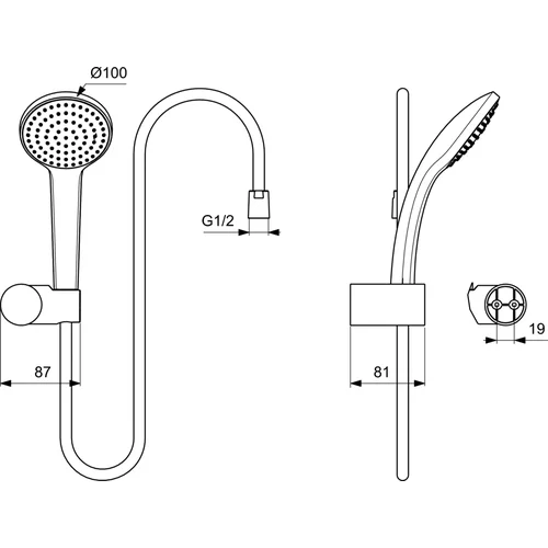 Ideal Standard IdealRain M1 dušo komplektas su 100 mm galvute image 2