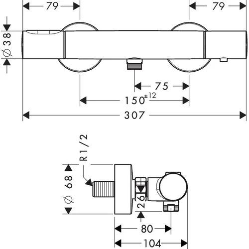 Hansgrohe AXOR CITTERIO M Termostatinis dušo maišytuvas 34635800 Nerūdijančio plieno image 2
