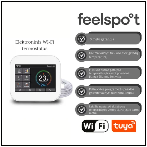 Feelspot WTH07.36 WiFi termostatas balta image 1