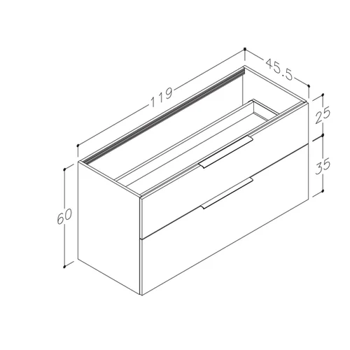 KAME BIG BUC/12-3DR/19-BIG Spintelė po stalviršiu 120 cm Tabako ąžuolas image 2