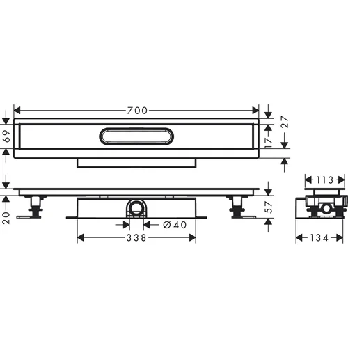Hansgrohe uBox universal dušo latakas, 70 cm, 56017180 image 2