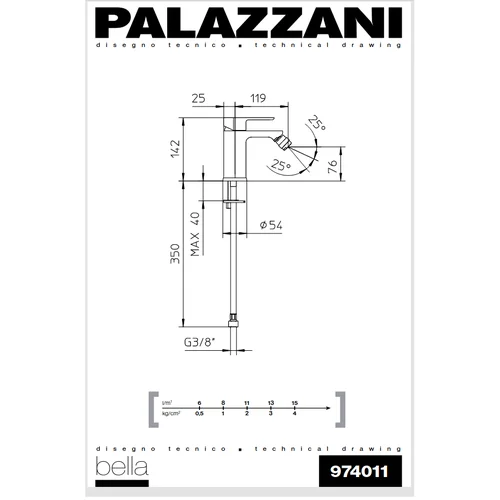 Palazzani BELLA Bide maišytuvas 17 cm image 2