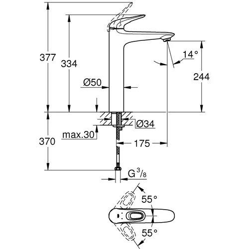 Grohe Eurostyle 23570003 Praustuvo maišytuvas, Chromo image 2
