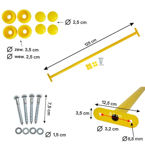 Metalinis skersinis 125 cm, geltonas Ø 32 mm image 2