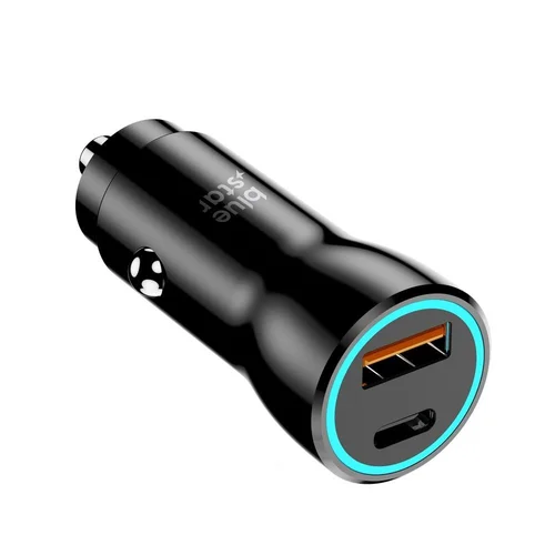 Blue Star 25W USB-C/USB-A automobilinis įkroviklis juodas image 1