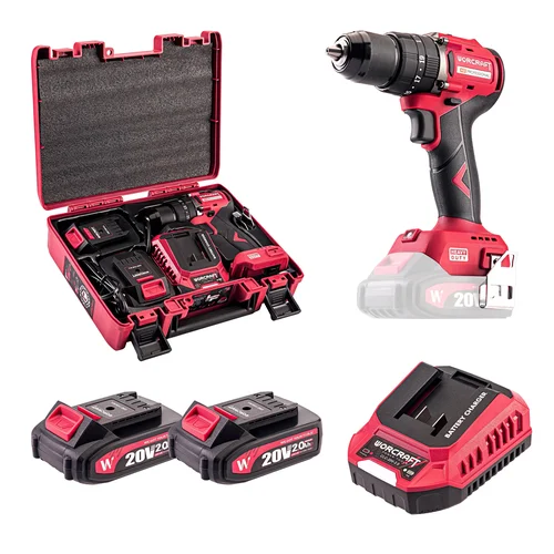 WORCRAFT Akumuliatorinis suktuvas-gręžtuvas su kalimu, 20V LI-ION, 2x2.0Ah image 1