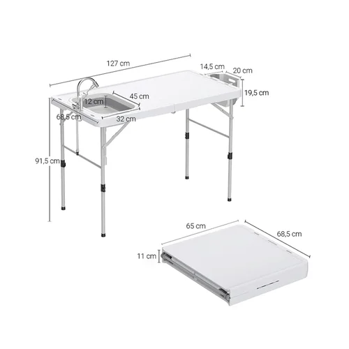 HATIS universalus sulankstomas lauko stalas 127 × 68,5 × 91,5 cm image 3