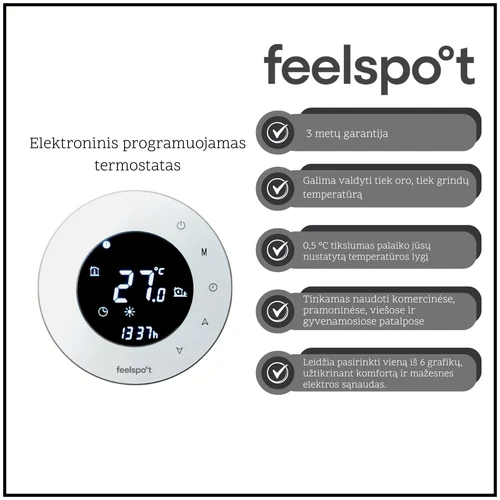 Feelspot WTH93.36 Elektroninis programuojamas termostatas image 1