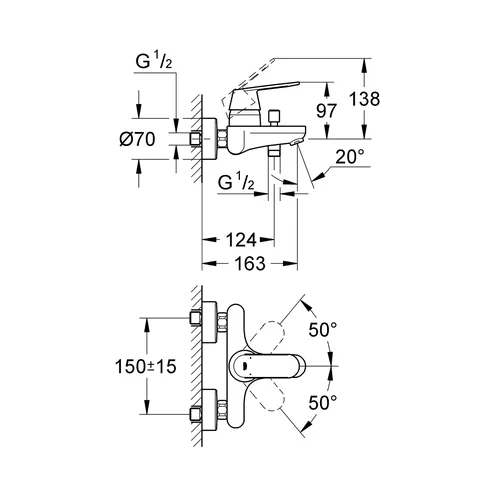 Grohe Eurosmart Cosmopolitan 32831000 vonios maišytuvas Chromo image 2