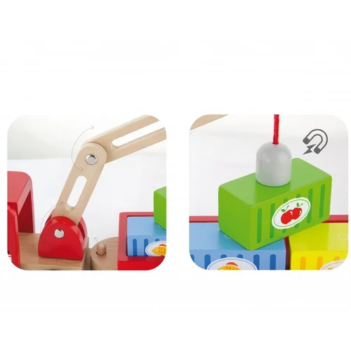 Viga Toys Medinis Kranas Su Konteineriais image 2
