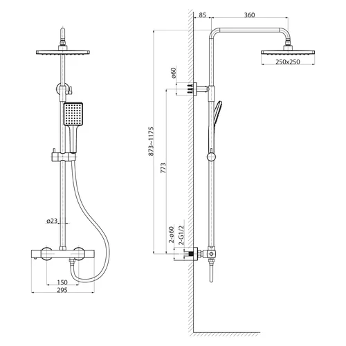 Sapho KJ139 Termostatinė dušo sistema Chromuota image 3