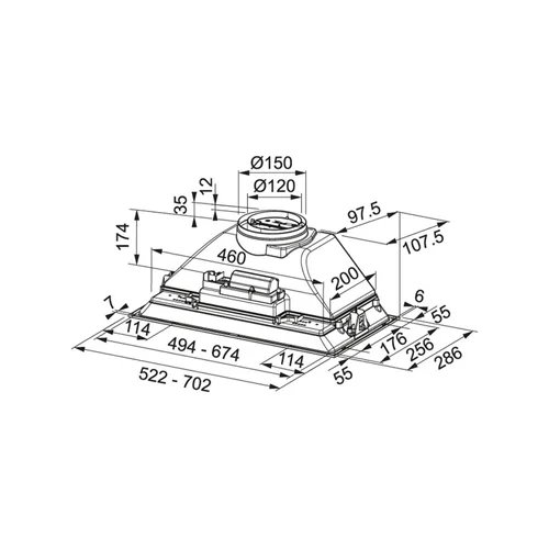 FRANKE FBI 525 XS HCS 305.0599.509 52 cm įmontuojamas gartraukis image 2