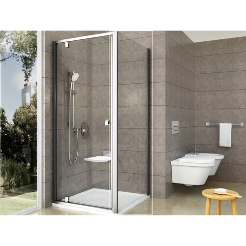 RAVAK Pivot PPS 90 cm satino rėmas skaidrus stiklas image 1
