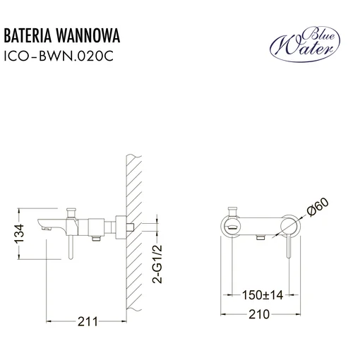 Blue Water ICO-BWN.020C vonios/dušo maišytuvas image 2