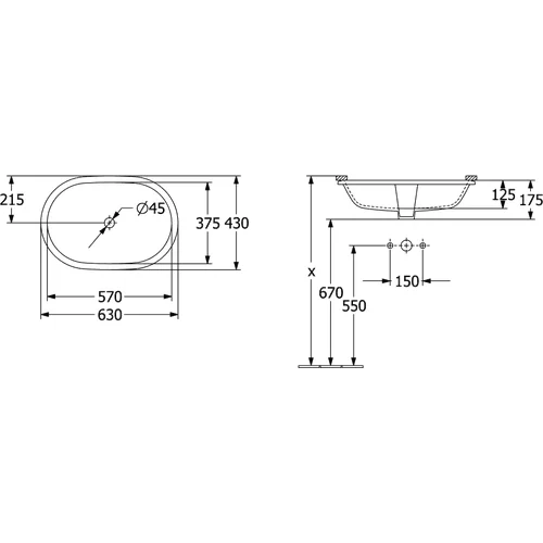 Praustuvas Villeroy&Boch Architectura 570 x 375 mm, 5A766001 image 2