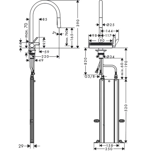 Hansgrohe Aquno Select M81 73831800 su ištraukiama žarna image 2