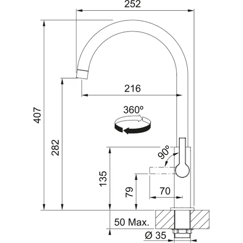 Franke Maris Slim Swivel 115.0728.386 Juodas matinis plautuvės maišytuvas image 3