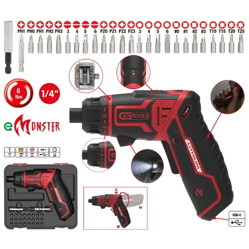 KS Tools eMONSTER belaidis suktuvas 1/4-in antgalių rinkinys 27 vnt image 2