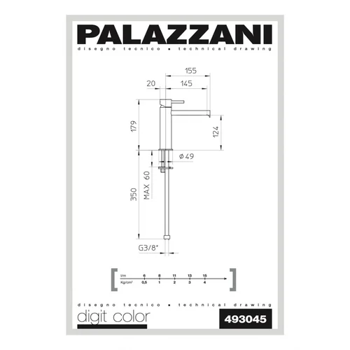 Palazzani MIDI DIGIT Chromuotas praustuvo maišytuvas image 2