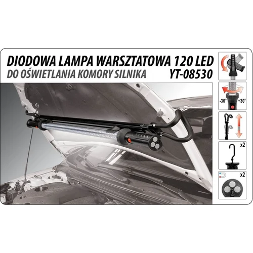 Yato belaidis šviestuvas 120 LED, 107 cm, prie variklio dangčio image 3
