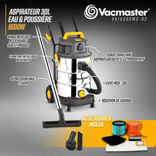 Šlapio ir sauso valymo siurblys Vacmaster, 1600 W, 30 L image 3