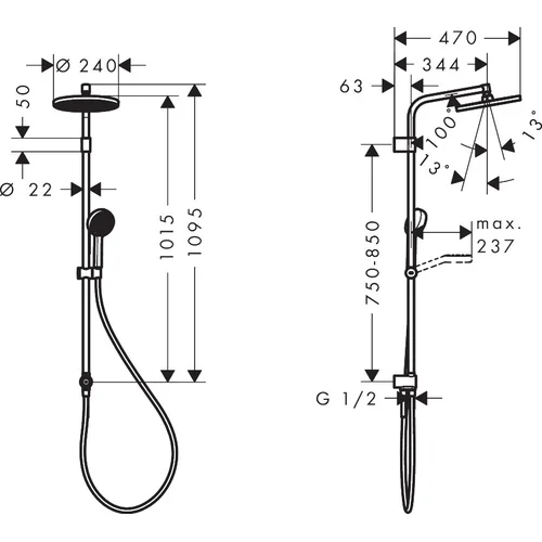 Hansgrohe Activera S 240 1jet EcoSmart Reno Varia 28074000 image 2