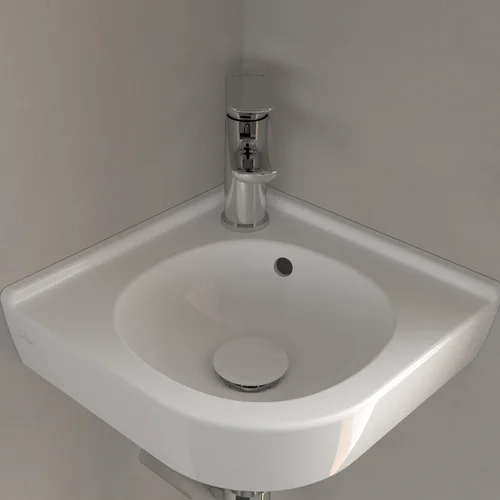 Villeroy & Boch O.Novo 320 kampinis praustuvas su skyle maišytuvui, Balta, 320x320 image 2