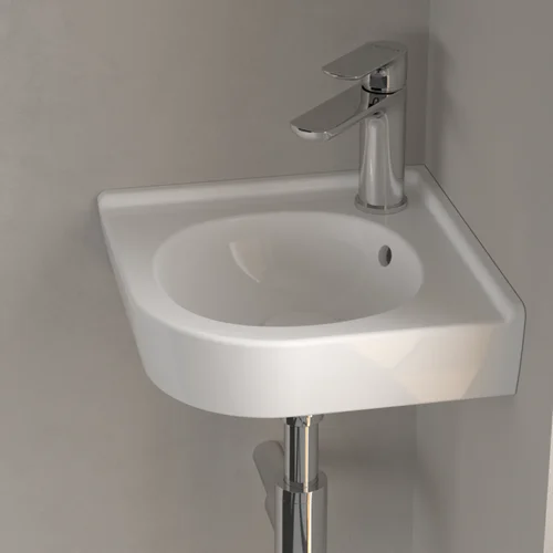 Villeroy & Boch O.Novo 320 kampinis praustuvas su skyle maišytuvui, Balta, 320x320 image 3