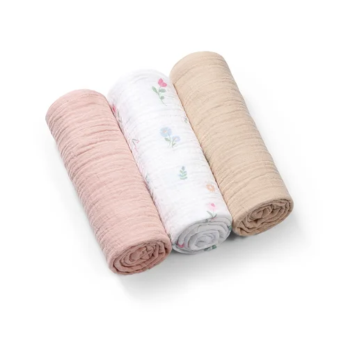 Babyono muslino vystyklai 3 vnt 828/01 Rožinis Kreminis image 1