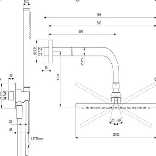 Ideal Standard Idealrain BD825XG Dušo maišytuvo komplektas, juodas šilkas image 2