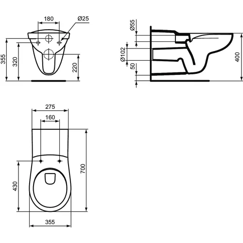 Ideal Standard Contour 21 Rimless pailgintas pakabinamas klozetas image 2