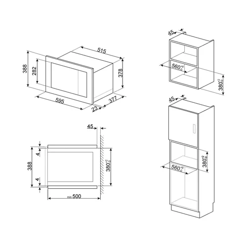 Smeg FMI125G įmontuojama mikrobangų krosnelė, 25 l Neptūno pilka image 3