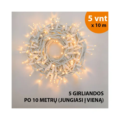 PROLED Lauko ir vidaus girlianda 50 m balta image 1