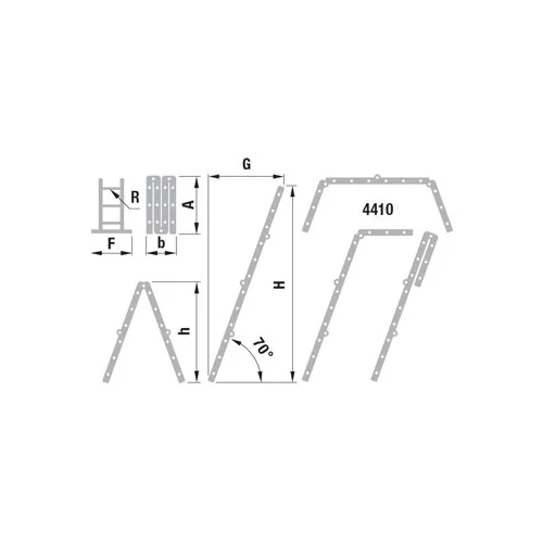 FORTE Kopėčijos aliuminės sulankstomos 4 dalių 4x3 pakopų 176–344 cm image 2