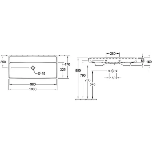 Villeroy & Boch Collaro 4A33A3RW 1000x470 mm image 2