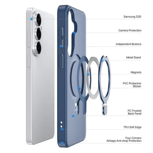 Dux Ducis Yind Magnetic Stand Samsung S942 S26 Tamsiai mėlynas image 3