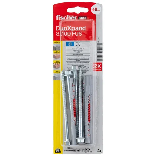 Fischer DuoXpand kaištis su varžtu 8x100 FUS, 4 vnt. image 2