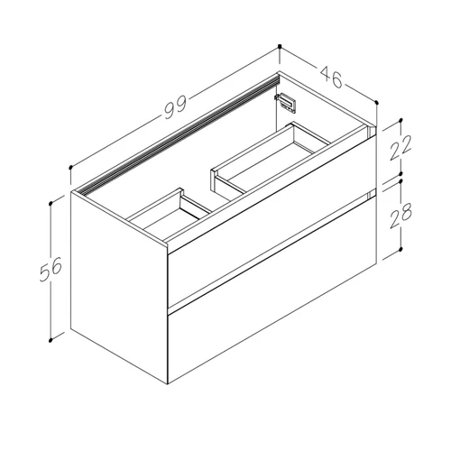 Kame LOFT BU/10-3DR/D02-LFT Spintelė po praustuvu 100 cm Matinė balta image 2