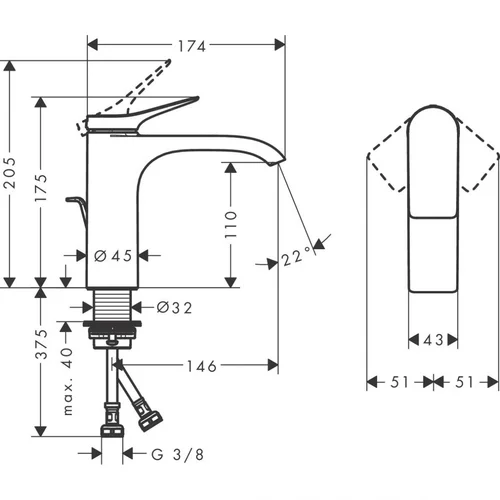 Hansgrohe Vivenis 110 praustuvo maišytuvas 75020000 image 2